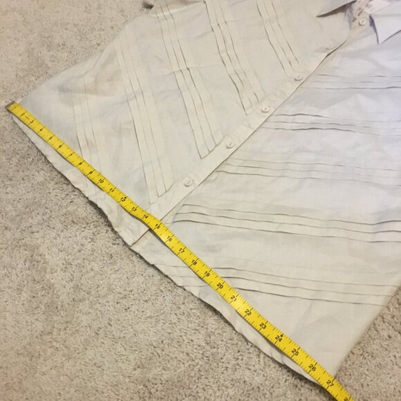 Jennifer Woman Jennifer Glasgow Cream Ramie Pintuck Button Down Tee Shirt - Picture 14 of 16